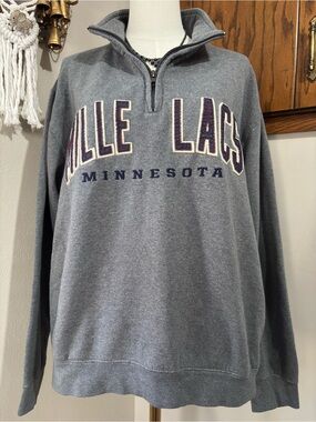 Vintage Gear For Sports Minnesota Mille Lacs Quarter Zip Sweatshirt Large Gray